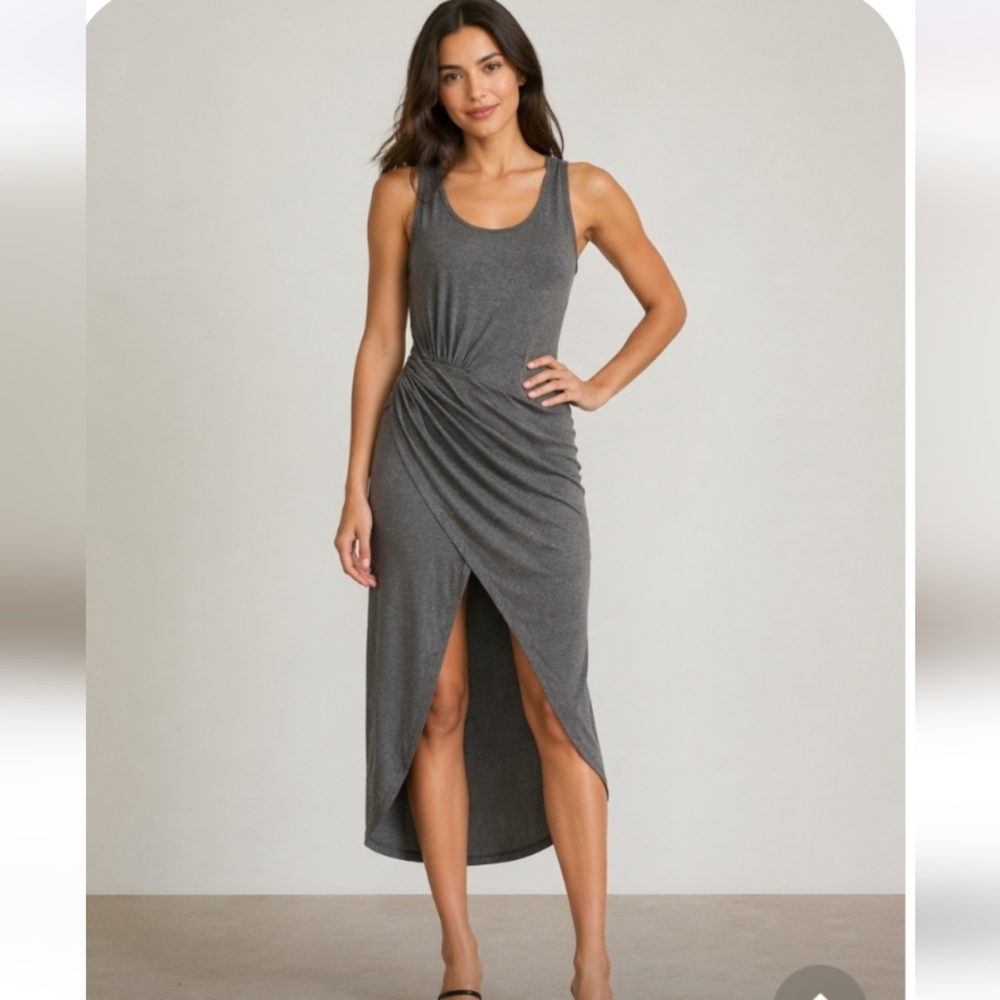 GO CUTURE Stretchy Sleeveless High Low Midi Dress Large